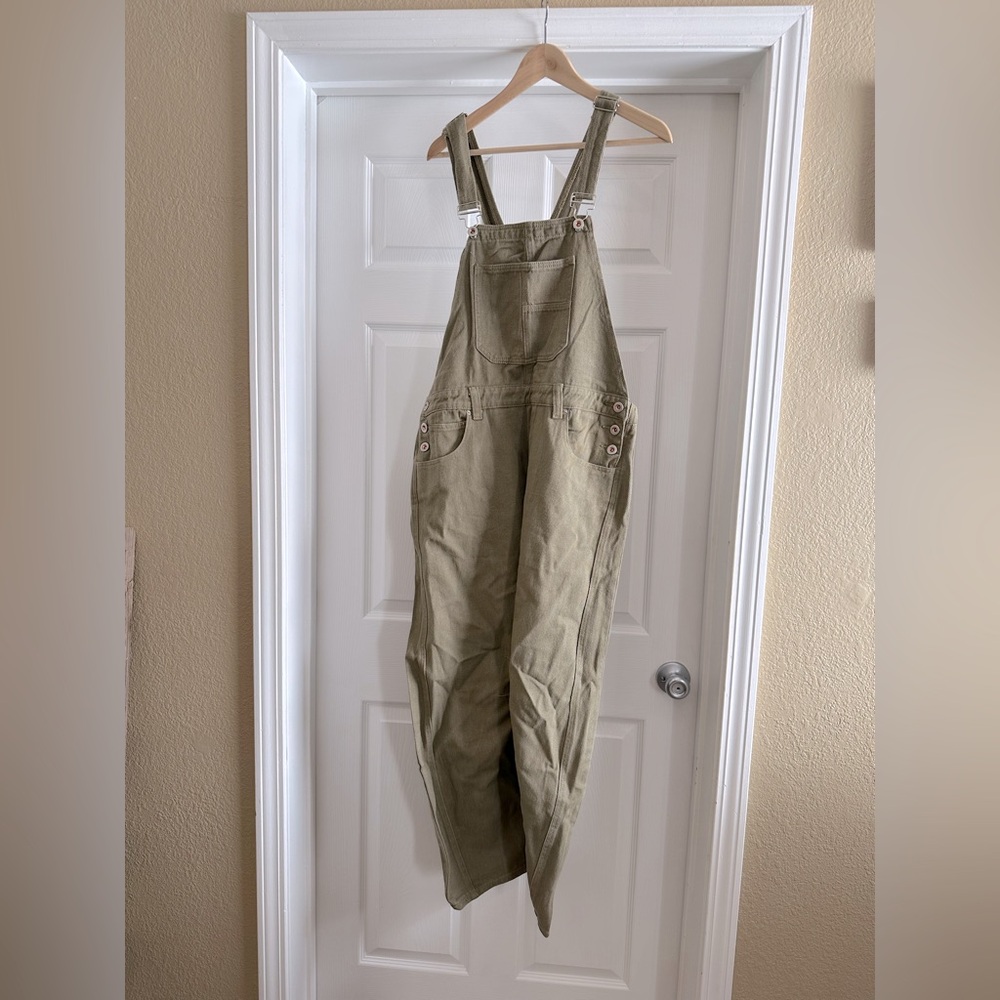 Army Green Wide/Barrel Leg Overalls